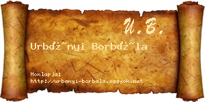 Urbányi Borbála névjegykártya